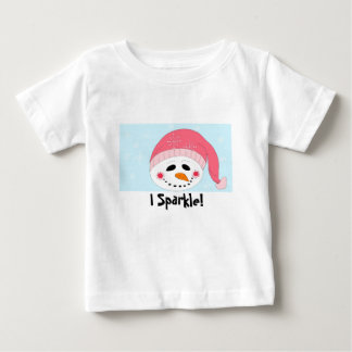 Camiseta Eu Boneco de Neve Brilhante com Touca Rosa