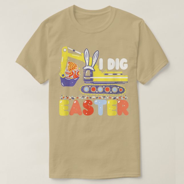 Camiseta Eu Canto Páscoa Digger Cute Bunny Ecavator Boys Cr (Frente do Design)