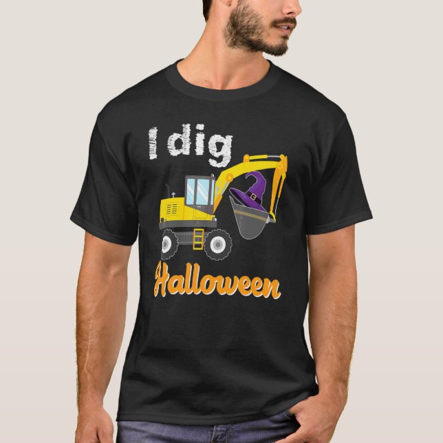Camiseta Eu Cavo Caminhão Trator de Abóbora de Escavadeira  (Frente)