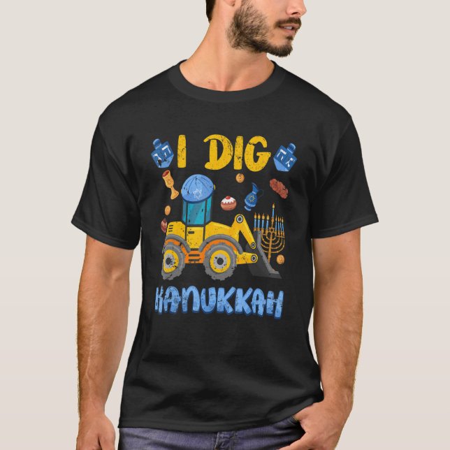 Camiseta Eu Cigo Hanukkah Excavator Construção Crianças (Frente)