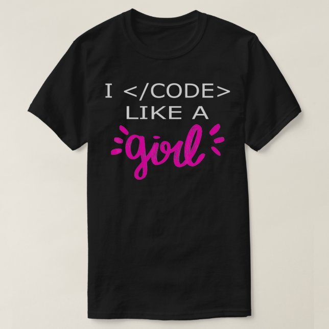 Camiseta Eu Codifico Como Uma Menina Engraçada Codificação  (Frente do Design)