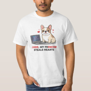 Camiseta Eu Código, Meu Francês Rouba Corações Desenvolvedo