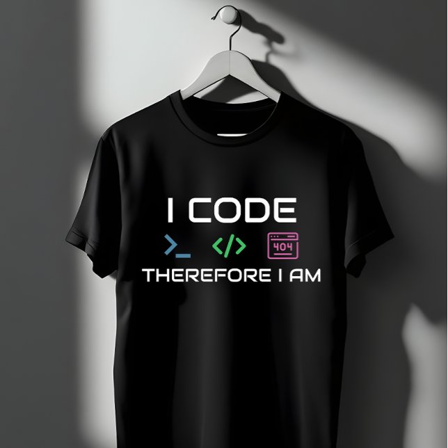 Camiseta Eu Código Portanto Sou - Erro 404 de Programador G (Criador carregado)