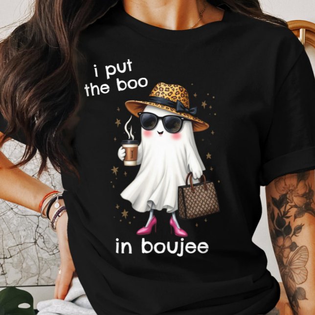 Camiseta Eu Coloco o Boo em Boujee Ghost Coquette Halloween (Criador carregado)