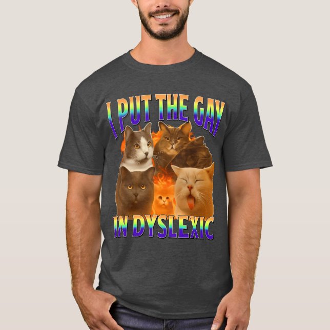 Camiseta eu coloco o gay em presente de meme de gato engraç (Frente)