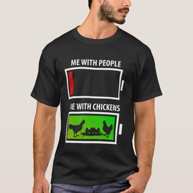 Camiseta Eu com Pessoas vs. com Frango Frango Engraçado Amo (Frente)