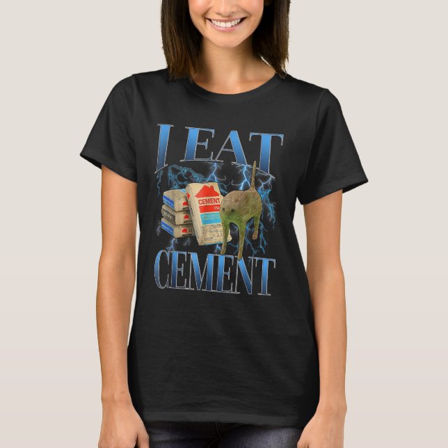 Camiseta Eu Comi Cimento Amaldiçoado Gato Engraçado Memória (Frente)