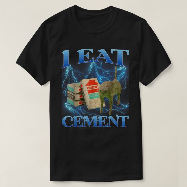 Camiseta Eu Comi Cimento Engraçado Gato-Memória (Frente do Design)