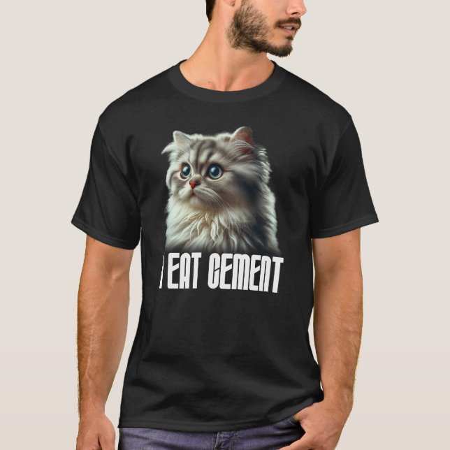 Camiseta Eu Comi Gato De Cimento Memória Engraçado Eu Comi  (Frente)