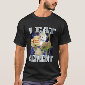 Camiseta Eu Como Cimento Gato Engraçado Meme Cringe Desenca