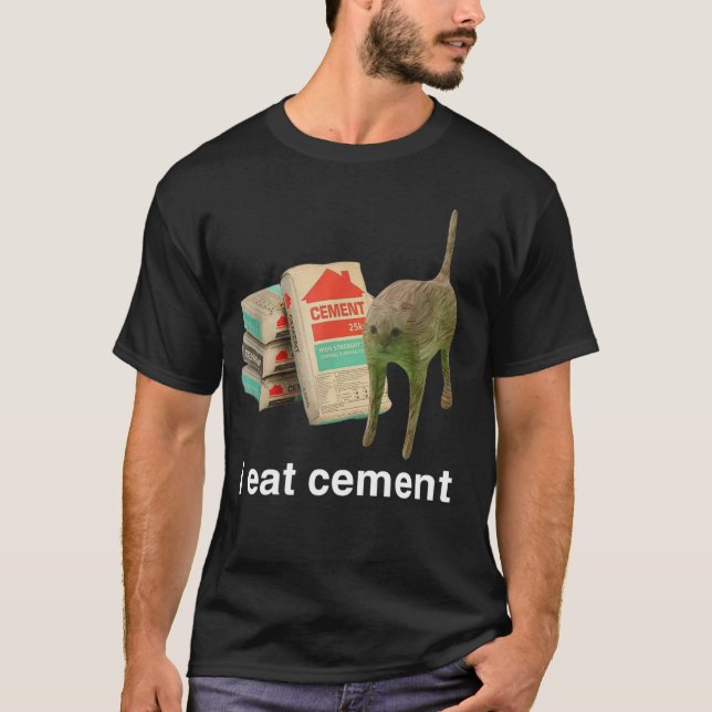 Camiseta Eu Como Cimento Gato Engraçado Ofensivo Impróprio  (Frente)
