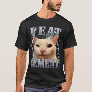 Camiseta Eu Como Cimento Silly Cat Meme Engraçado Homens Mu