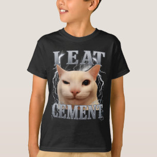 Camiseta Eu Como Cimento Silly Cat Meme Engraçado Homens Mu