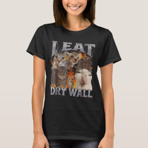 Camiseta Eu Como Drywall Gato Engraçado Meme Bootleg Gráfic