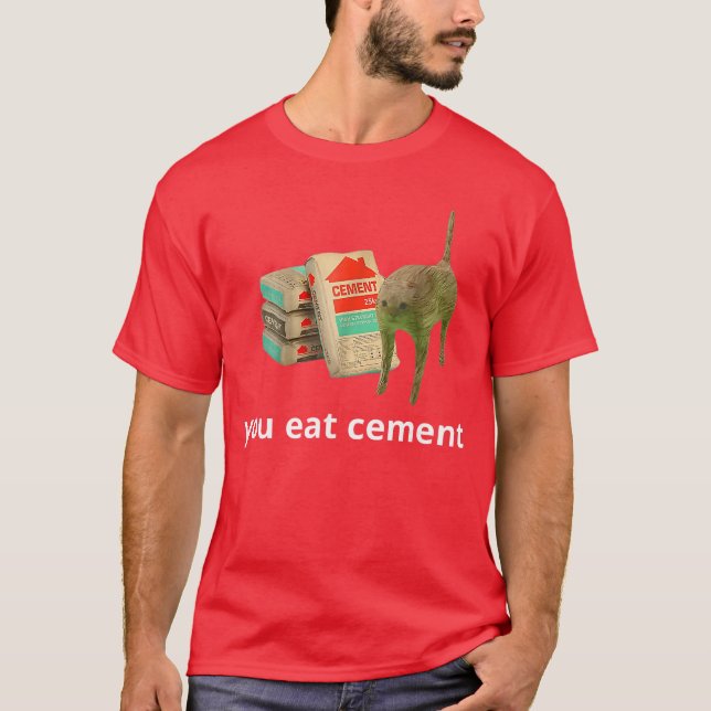 Camiseta Eu Como Gato Maldito de Cimento Engraçado Especifi (Frente)