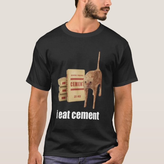 Camiseta Eu Como Gato Maldito de Cimento Engraçado Estranha (Frente)