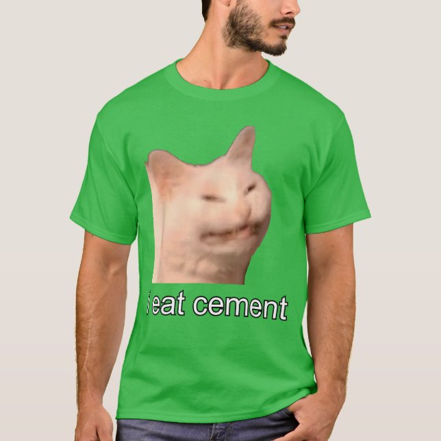 Camiseta Eu Como Gato Maldito de Cimento Meme Engraçado Esp (Frente)