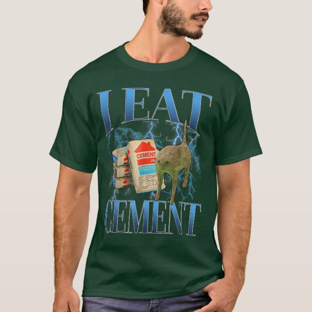 Camiseta Eu Como Gato Maldito de Cimento Meme Engraçado Esp (Frente)