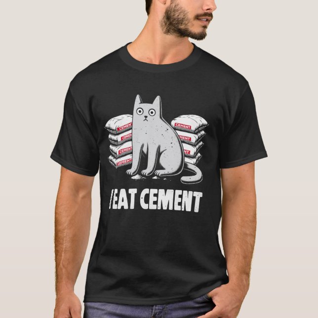 Camiseta Eu Como Gato Maldito de Cimento Meme Piada Humor H (Frente)