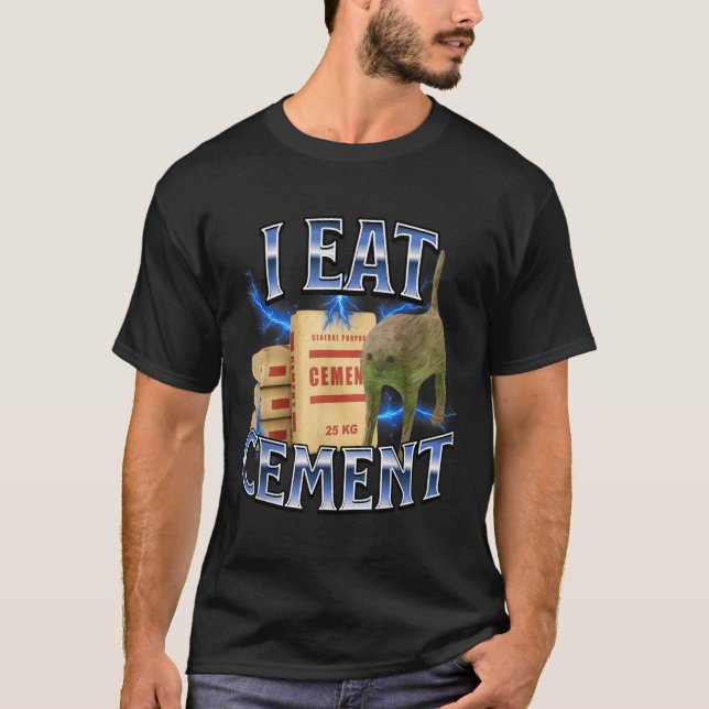 Camiseta Eu Como Gato Maldito de Cimento Piada Especificame (Frente)