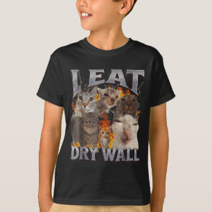 Camiseta Eu Como Parede de Gesso Meme de Gato Engraçado Grá