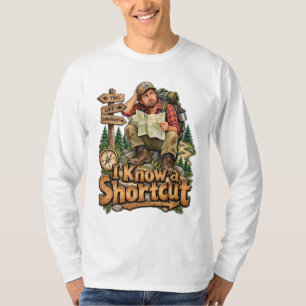 Camiseta Eu Conheço um Atalho Humor de Caminhada