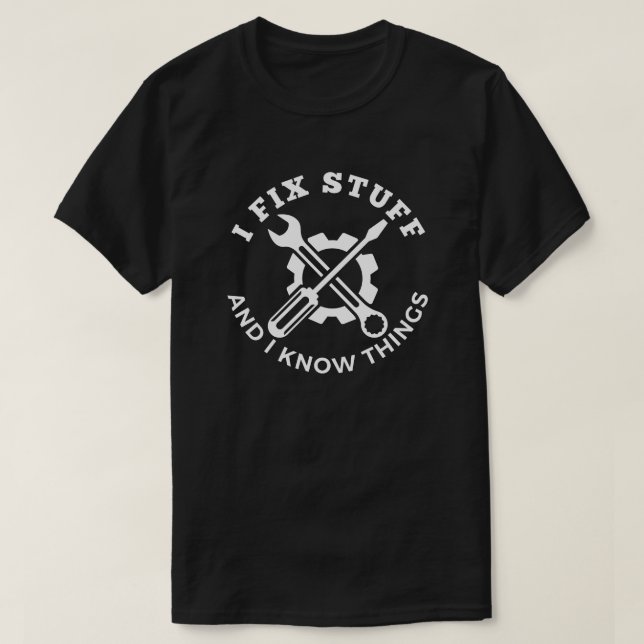 Camiseta Eu conserto coisas engraçadas mecanicamente (Frente do Design)