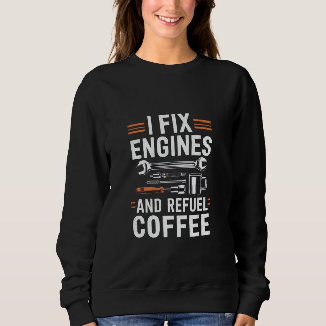 Camiseta Eu Conserto Motores E Abasteço Mecânicos De Café E (Frente)