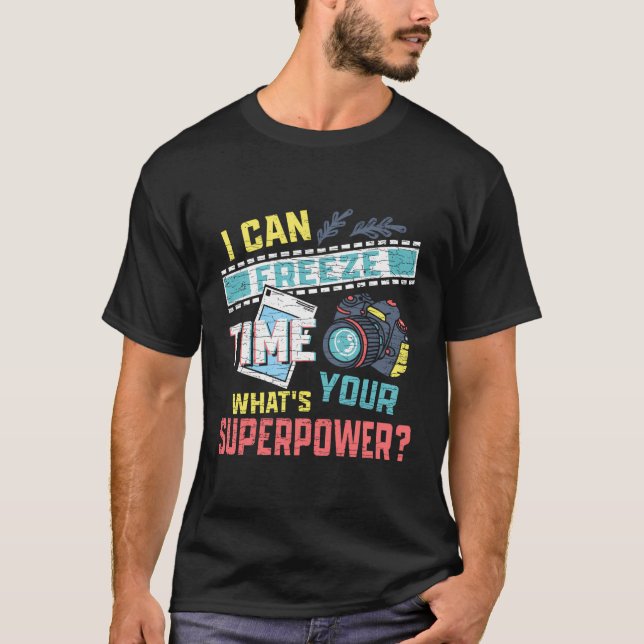 Camiseta Eu Consigo Congelar Fotografia da Câmera do Tempo (Frente)
