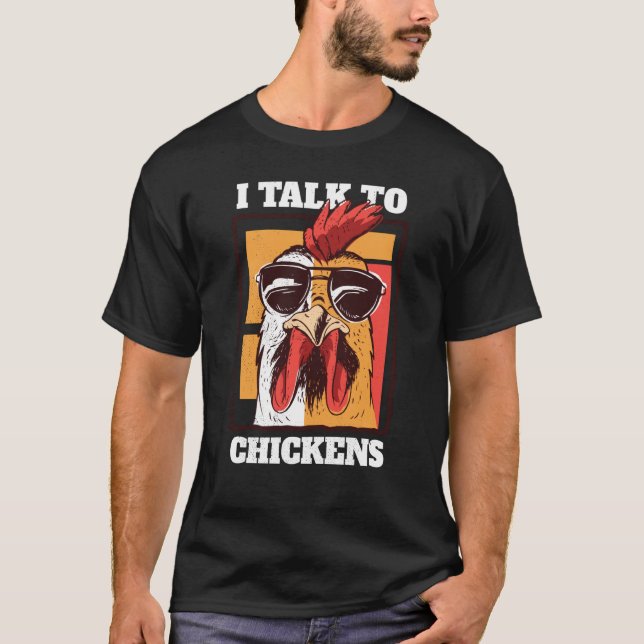 Camiseta Eu converso com galinhas Galo com óculos de sol (Frente)
