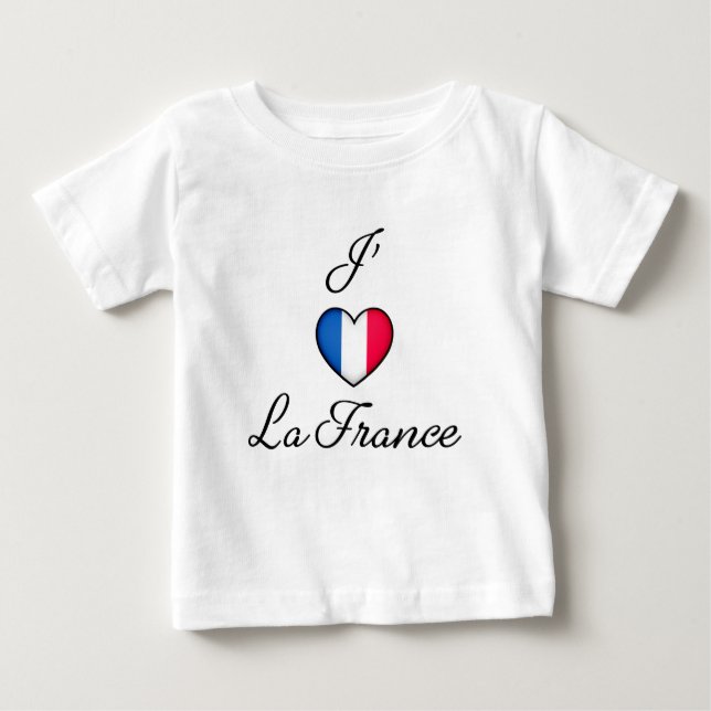 Camiseta "Eu coração a França" Orgulho francês "J'adore La  (Frente)
