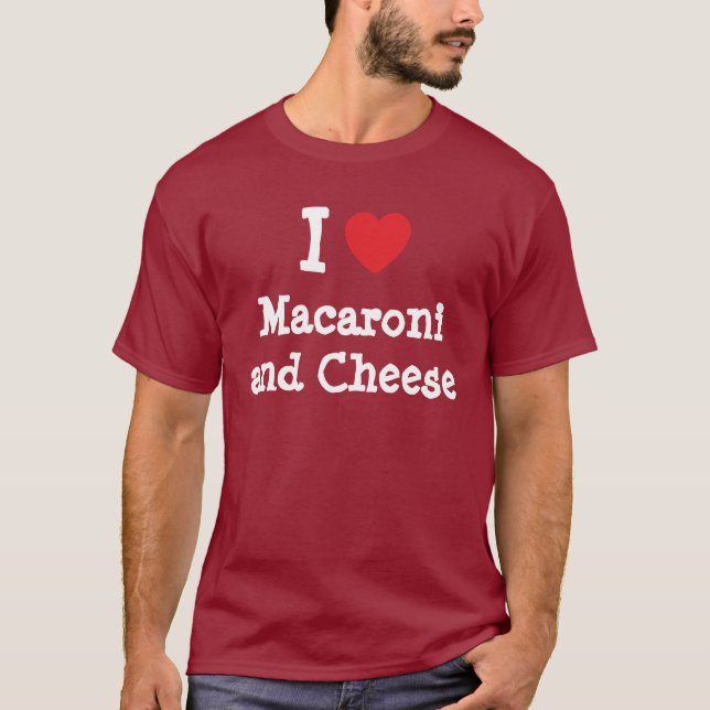 Camiseta Eu coração (amor) Macaroni e queijo (Frente)