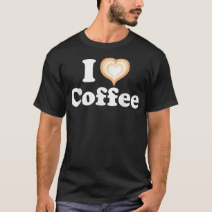 Camiseta Eu Coração Café Engraçado, Bonita Arte Latte Baris