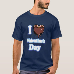 Camiseta Eu coração de bacon mergulhado em chocolate Dia do