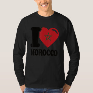Camiseta Eu Coração Marrocos Belo Bandeira Marrocos Eu Amo