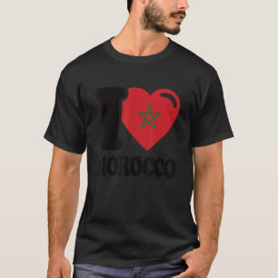 Camiseta Eu Coração Marrocos Belo Bandeira Marrocos Eu Amo