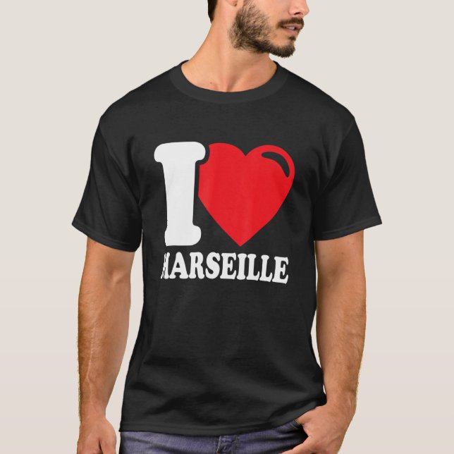 Camiseta Eu Coração Marselha Linda Cidade Marselha Eu Adoro (Frente)