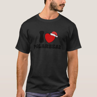 Camiseta Eu coração Urso Polar Xmas Santa Hat RedHeart Eu A