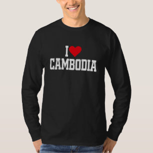 Camiseta Eu coro o Camboja com coração vermelho eu amo o Ca
