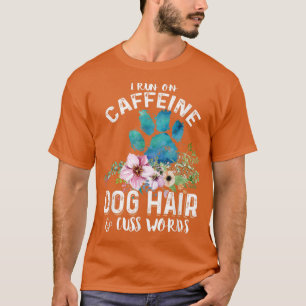 Camiseta Eu corro com cafeína Cachorro e palavrões Christma