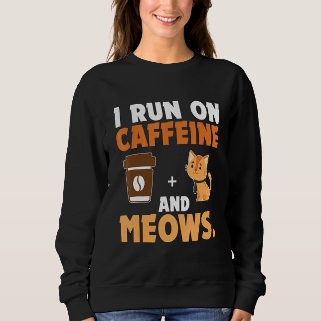 Camiseta Eu Corro Em Cafeine E Meows Cat (Frente)