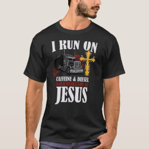 Camiseta Eu Corro Em Diesel Caffeine E Jesus Christian Truc