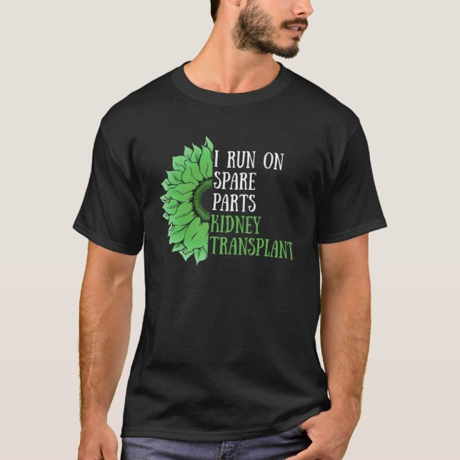 Camiseta Eu corro em peças sobressalentes Transplante de ri (Frente)