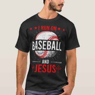 Camiseta Eu corro no baseball e no beisebol Jesus Baseball