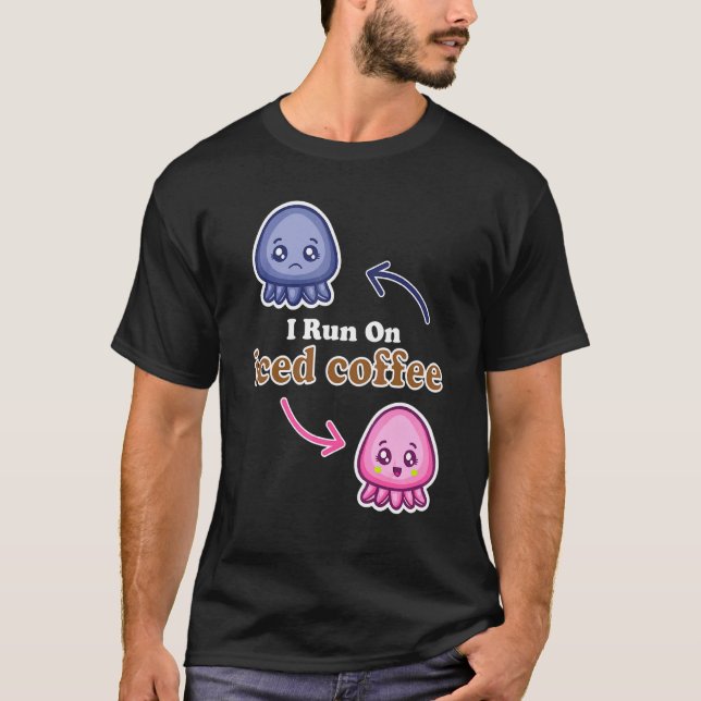 Camiseta Eu Corro No Café De Octopus Reversível Com Café Fo (Frente)