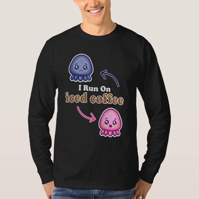 Camiseta Eu Corro No Café De Octopus Reversível Com Café Fo (Frente)