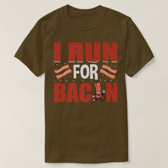 Camiseta Eu corro para Bacon - Engraçado Carne de Suíno Gre (Frente do Design)