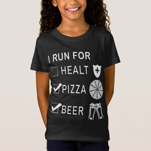 Camiseta Eu corro para pizza e cerveja (Frente)