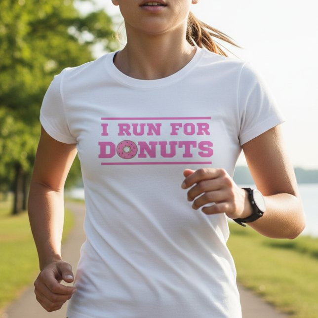 Camiseta Eu corro para rosquinhas | Cor de Rosa | Citação d (Criador carregado)