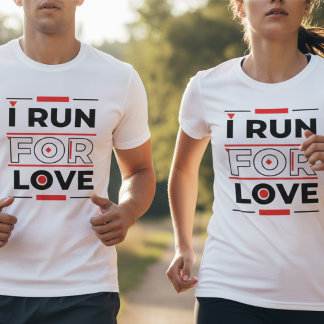 Camiseta Eu corro por amor, citação motivacional sobre corr